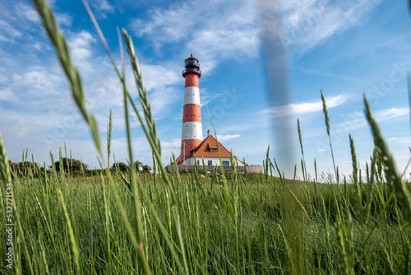 Obraz Westerheversand lighthouse on the Eiderstedt peninsula in Schleswig-Holstein