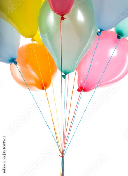 Fototapeta Colorful balloons isolated on transparent background
