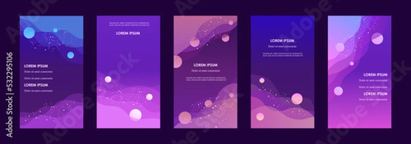 Fototapeta Set of purple abstract banners. Templates for stories, flyers, cards, web banners. Vector modern illustration. Gradient.