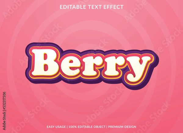 Fototapeta berry editable text effect template use for business logo and brand