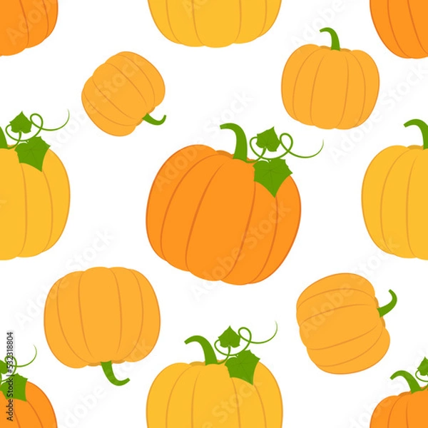 Fototapeta Ripe pumpkins in flat style seamless pattern