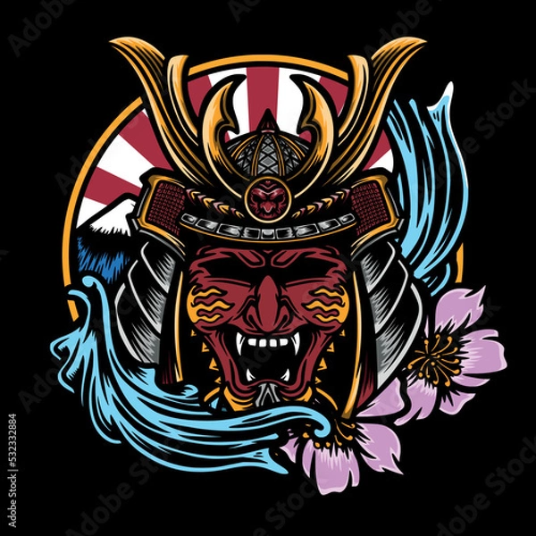 Fototapeta japanese samurai mask vector illustration
