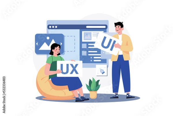 Fototapeta Team o.f UX UI designer mobile development experience app