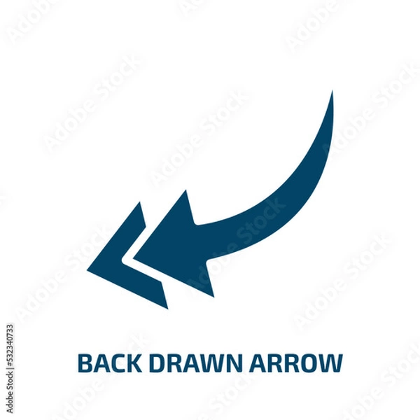 Fototapeta back drawn arrow icon from user interface collection. Filled back drawn arrow, arrow, pencil glyph icons isolated on white background. Black vector back drawn arrow sign, symbol for web design and