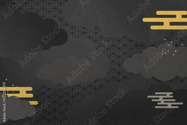 Obraz 黄金の雲海と黒の質感のある和風年賀状