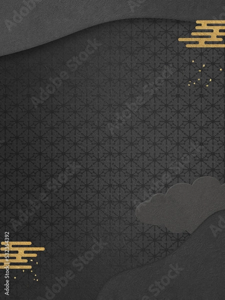 Obraz 黄金の雲海と黒の質感のある和風年賀状