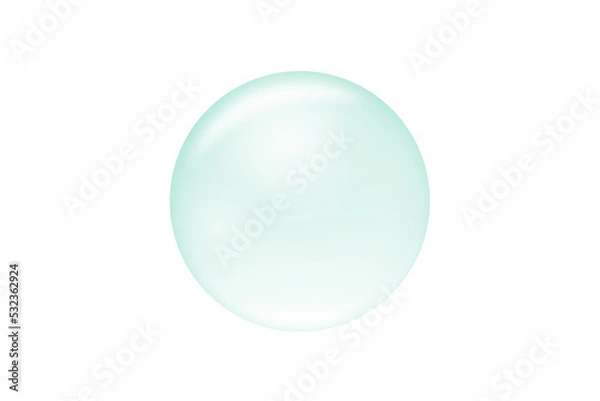 Fototapeta Green collagen bubble isolated on white background with clipping path. Water serum droplet for cosmetic, beauty and spa concept.