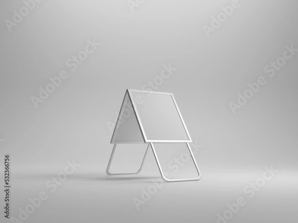 Obraz Empty white metallic outdoor stand mockup, isolated object, front and side view, 3d rendering. 