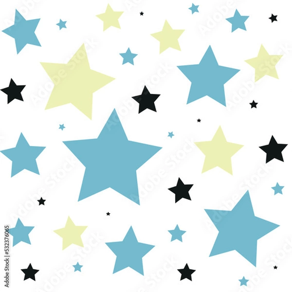 Obraz seamless pattern with blue yellow stars  on white 