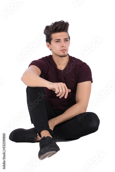 Obraz sad man sitting on the floor