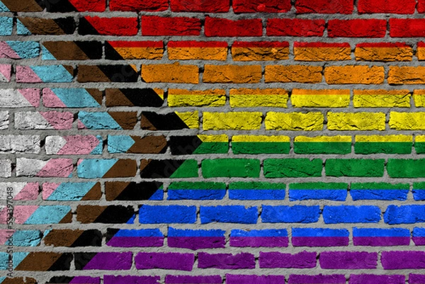 Obraz Progress LGBTQ rainbow on a brick wall