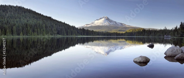 Fototapeta Refleksja Mt Hood na panoramie jeziora Trillium