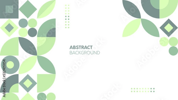 Obraz Flat geometric background with modern green white bauhaus pattern, colorful minimalist circle diamond squares
