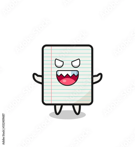 Obraz illustration of evil paper mascot character