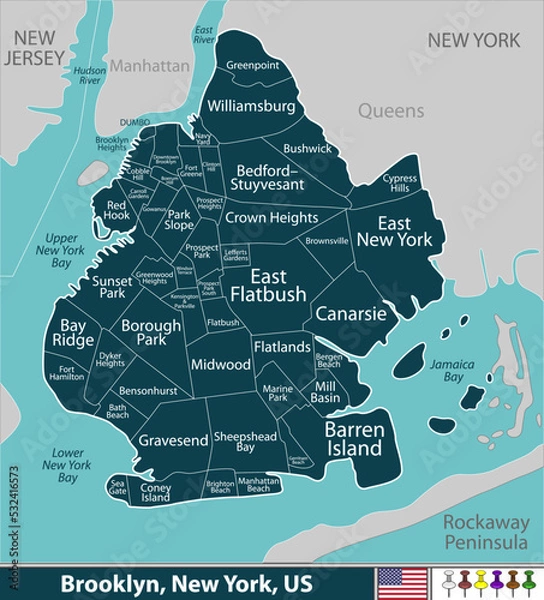 Obraz Brooklyn neighborhoods in New York, US
