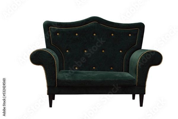 Obraz dark green sofa isolated on white