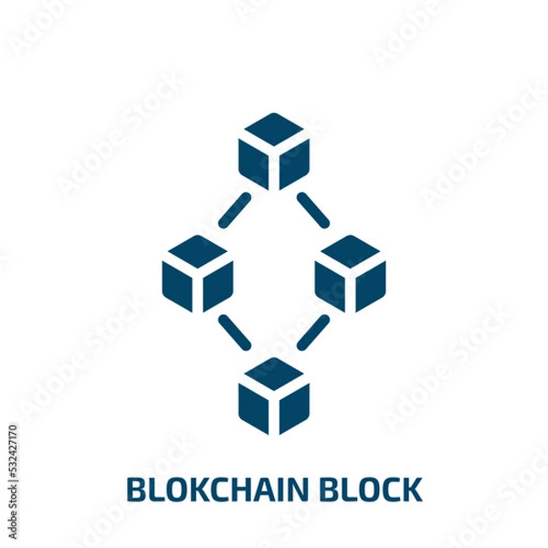 Fototapeta blokchain block icon from cryptocurrency collection. Filled blokchain block, block, business glyph icons isolated on white background. Black vector blokchain block sign, symbol for web design and