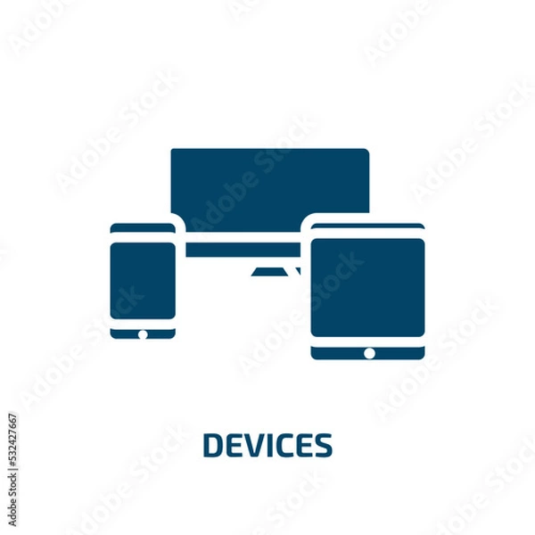 Fototapeta devices icon from electronic devices collection. Filled devices, business, collection glyph icons isolated on white background. Black vector devices sign, symbol for web design and mobile apps