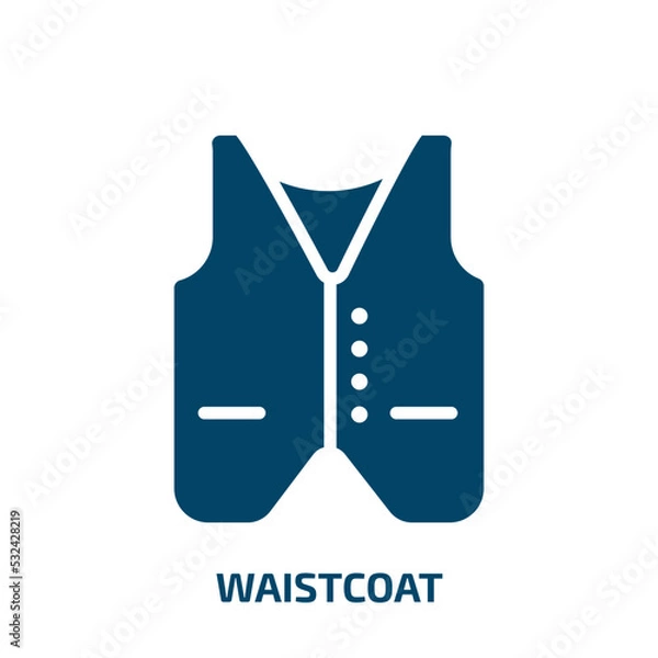 Fototapeta waistcoat icon from clothes collection. Filled waistcoat, hat, jacket glyph icons isolated on white background. Black vector waistcoat sign, symbol for web design and mobile apps