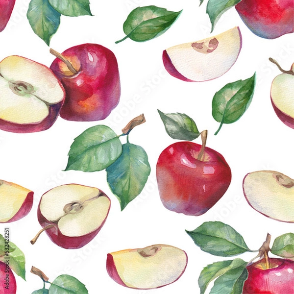 Obraz Watercolor seamless fruit texture