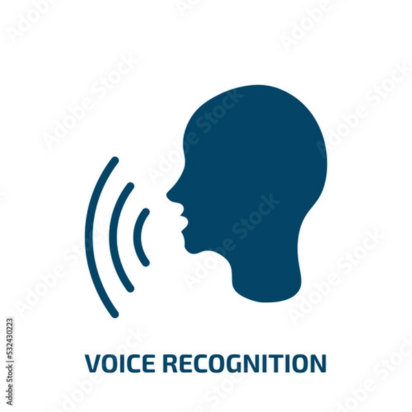 Fototapeta voice recognition icon from artificial intellegence and future technology collection. Filled voice recognition, voice, technology glyph icons isolated on white background. Black vector voice