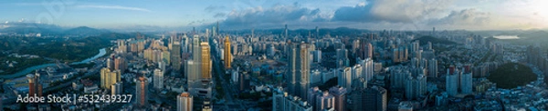 Fototapeta Shenzhen ,China - Circa 2022: Aerial view of landscape in shenzhen city, China