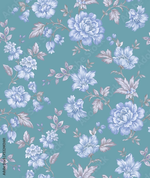 Fototapeta Classic Popular Flower Seamless pattern background.
Perfect for wallpaper, fabric design, wrapping paper, surface textures, digital paper.