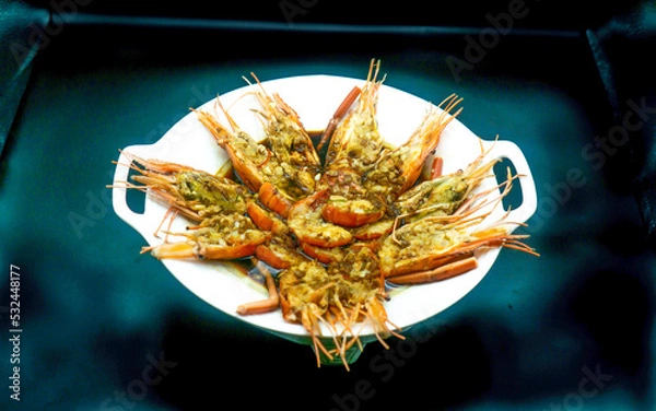 Obraz Stir-fried Lobster isolation background