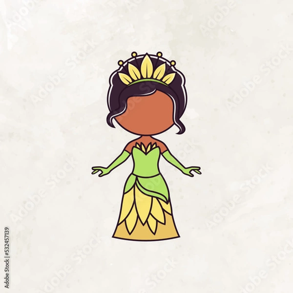 Fototapeta Cute faceless princess character vector