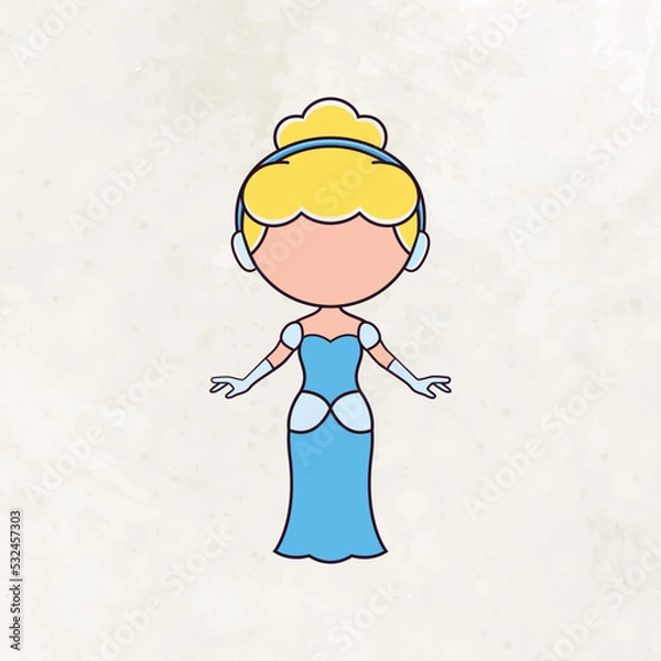 Fototapeta Cute faceless princess character vector