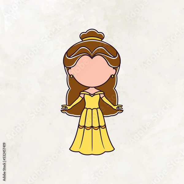 Fototapeta Cute faceless princess character vector