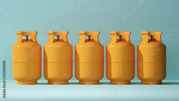 Obraz row of orange lpg gas tanks