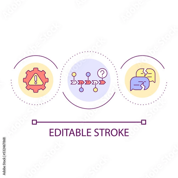 Fototapeta Beware for wrong direction loop concept icon. Prediction of possible risks. Crisis management abstract idea thin line illustration. Isolated outline drawing. Editable stroke. Arial font used