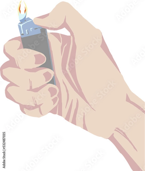 Obraz ライターで火を付けている手のポップイラスト2