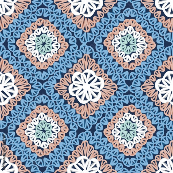 Fototapeta Granny Square Crochet Seamless Pattern