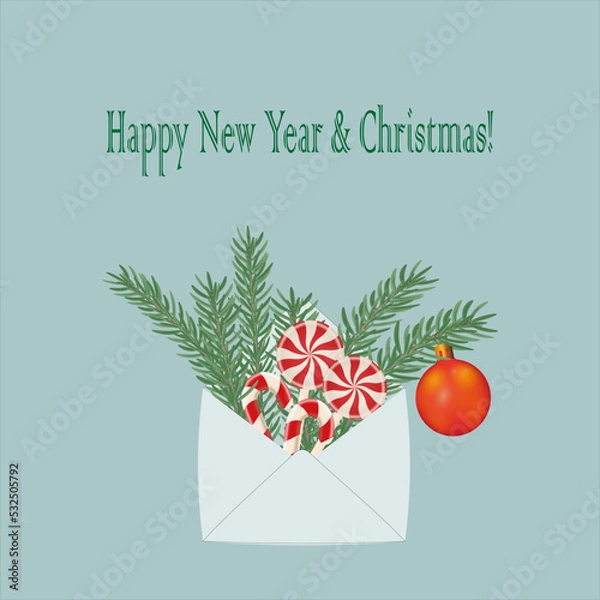 Obraz christmas greeting card with christmas tree
