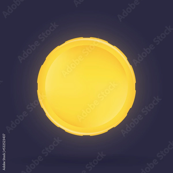 Fototapeta 3D gold coin on dark background. 3d render illustration