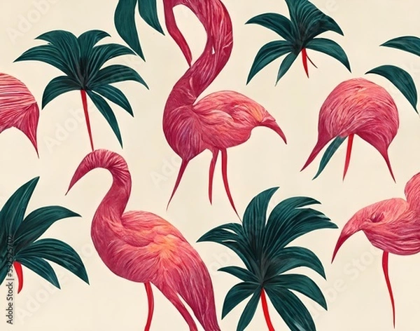 Fototapeta seamless pattern with flamingos