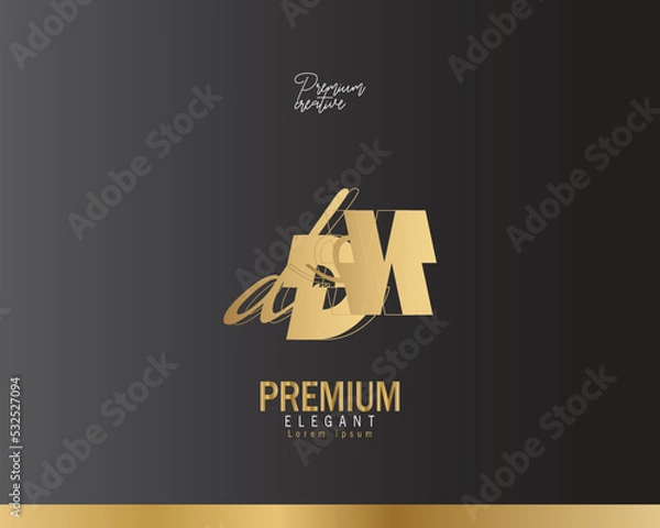 Fototapeta Abstract linear letter d and n logo icon design modern minimal style illustration. Premium vector line emblem sign symbol mark logotype