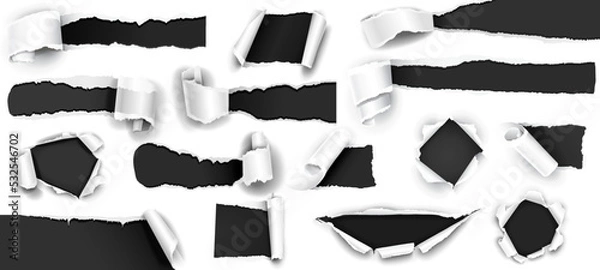 Fototapeta Collection black paper isolated on white. Vector