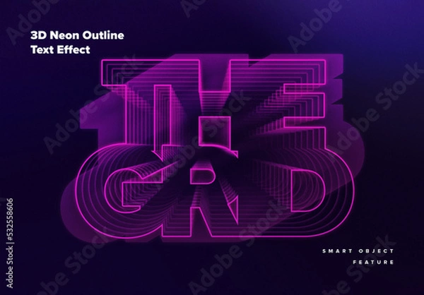 Fototapeta 3D Neon Outline Text Effect Mockup