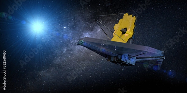 Obraz James Webb Space Telescope traveling and exploring deep space. 3D Illustration