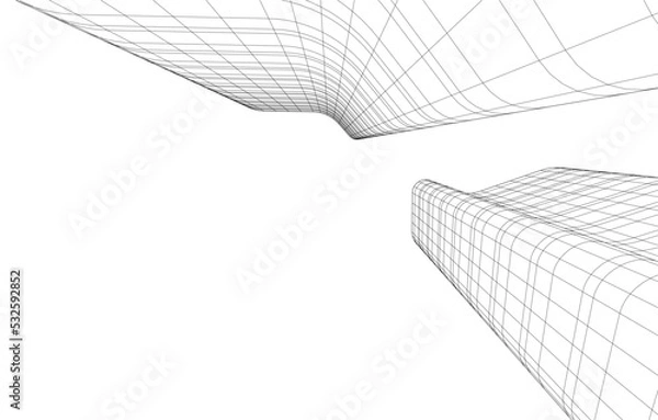 Fototapeta Modern architecture building vector 3d illustration