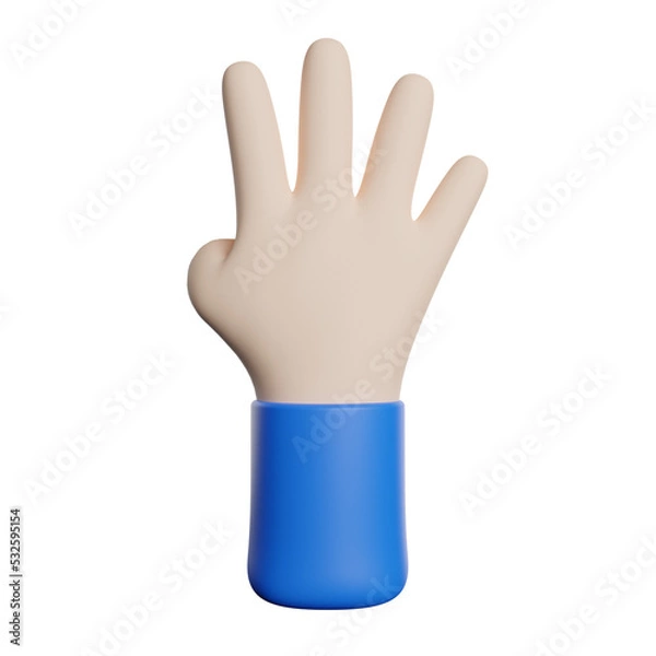 Fototapeta Hand Gesture Counting Four