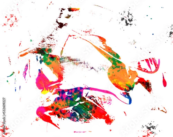 Fototapeta Gouache print texture in tropical colors