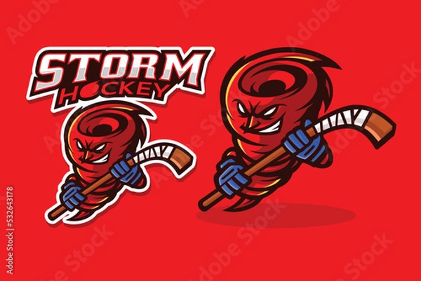 Obraz Angry Storm Tornados Hockey Mascot Character, Stock Vector Illustration.