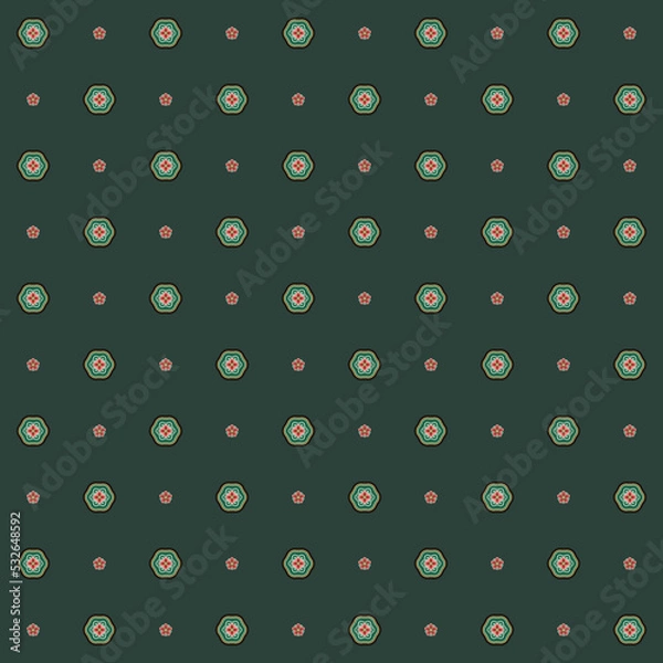 Fototapeta DancheongPattern - Vector illustration of a pattern made up of two floral drawings in a Buddhist temple.