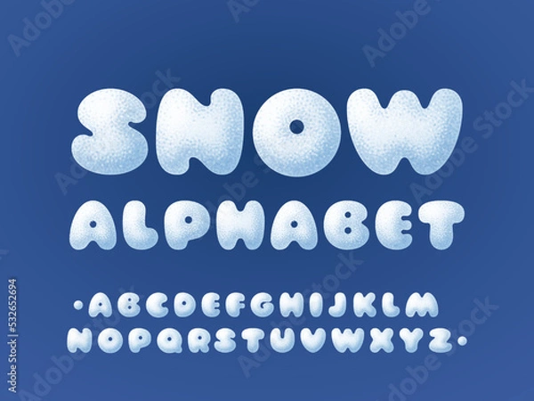 Obraz Winter snowy alphabet for Christmas design. Vector font