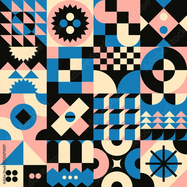 Obraz Geometric bauhaus flast illustrations pattern seamless design