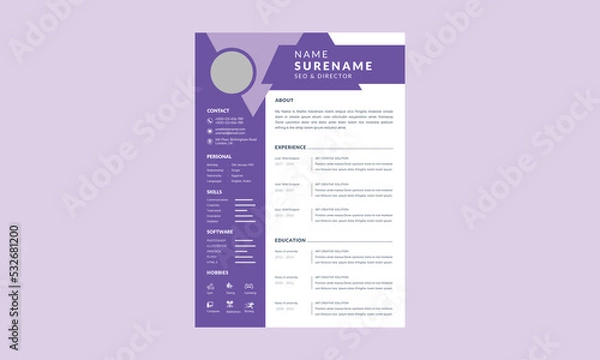 Obraz Cv template professional resume design